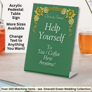 Thee Koffietafel Groen Acryl Voetstuk Bord Reclamebord Met Voetstuk