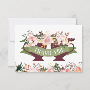 Thee Kopje Dankkaart met Bloemen Bedankkaart