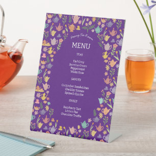Thee Menu Schattig Kleurrijk AANPASBAAR Reclamebord Met Voetstuk