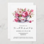Thee met de bruid-to-be Vrijgezellenfeest Tea Part Kaart (Voorkant / Achterkant)