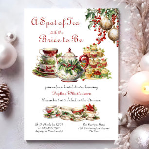 Thee met de Bruid Vintage Kerst Bruidsdouche Kaart