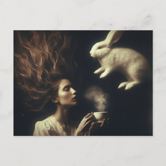 Thee met het konijn briefkaart (Voorkant)