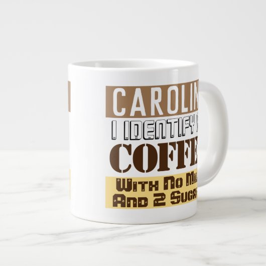 Thee of koffie instructies met naam extra grote beker (Voorkant rechts)