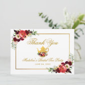 Thee Party Bruidsfeest Borduurrood Boho Bedankt (Staand voorkant)