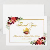 Thee Party Bruidsfeest Borduurrood Boho Bedankt (Voorkant / Achterkant)