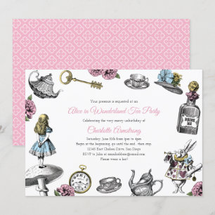 Thee Party in Vintage Alice in Wonderland-stijl Kaart