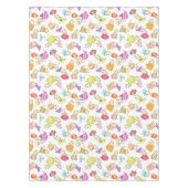 Thee potten en kopjes wit tafelkleed (Voorkant)