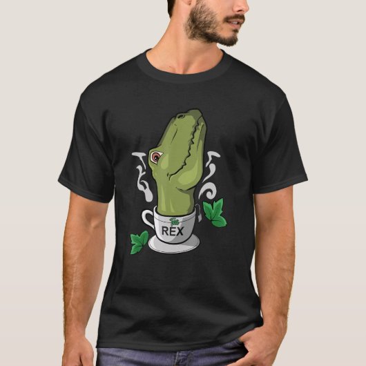 Thee Rex Theetijd Thee Drinker Dinosaurus T-shirt (Voorkant)