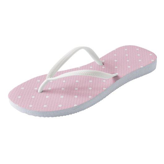 Thee Roos Roze en witte stippen Teenslippers (Schuin)