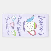 Thee servies met polka stippen Bruids- en babyshow Spandoek (Horizontaal)