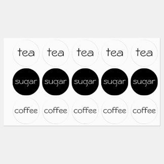 Thee, suiker en koffie labels