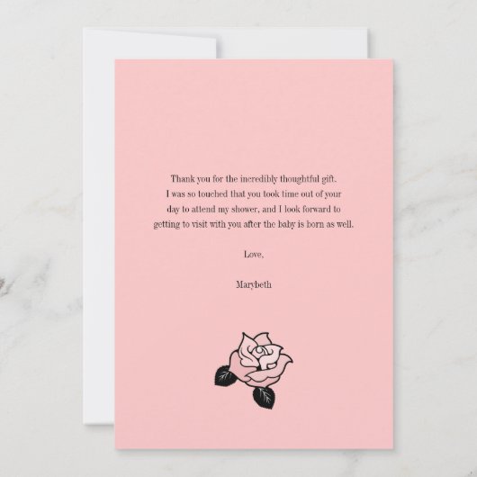 Thee Theekopje & Bloemen Baby Shower Bedankkaart Kaart (Achterkant)