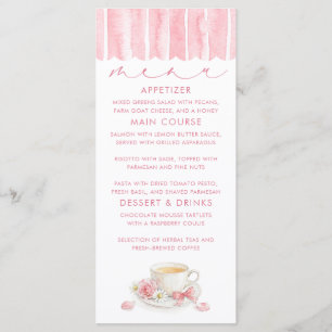 Thee Thema Meisje Baby Shower Menukaarten Menu