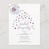 Thee-uitnodiging voor bruidsdouche met theepot en  briefkaart (Voorkant)