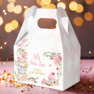 Thee Verjaardagsfeest Roze Bloemenmeisje Par-tea B Bedankdoosjes
