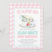 Thee Verjaardagsfeest Uitnodiging (Voorkant / Achterkant)