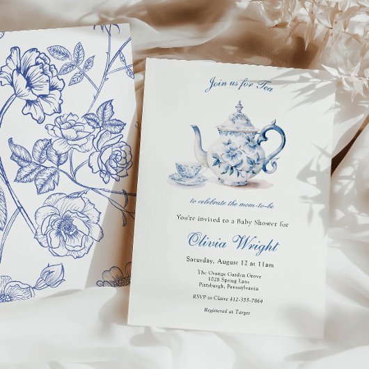 Thee voor de moeder om Baby shower Tea Party Kaart