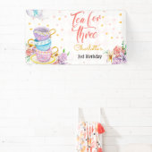 Thee voor drie, derde thee verjaardag spandoek (Insitu)