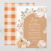 Thee voor Drie Pompoen Boho Bloemen 3e Verjaardag Kaart (Voorkant / Achterkant)