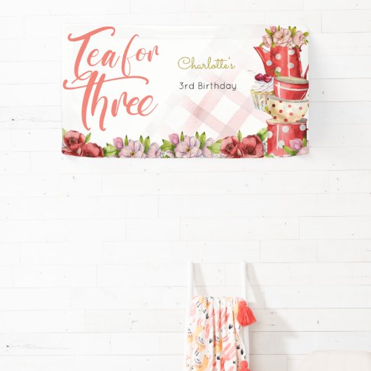 Thee voor drie, thee bloemige verjaardag spandoek (Insitu)