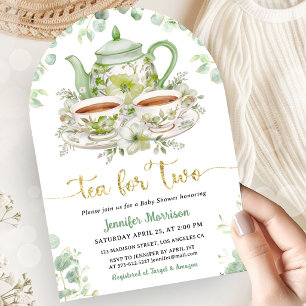 Thee voor Twee Baby Shower Tweeling Geslacht Neutr Kaart