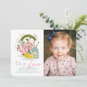 Thee voor Twee Bloemen Tea Party Foto 2e Verjaarda Kaart (Staand voorkant)