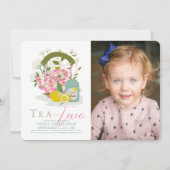 Thee voor Twee Bloemen Tea Party Foto 2e Verjaarda Kaart (Voorkant)