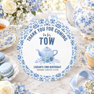 Thee voor Twee – Bloemige 2e Verjaardagsfeestje Ronde Sticker