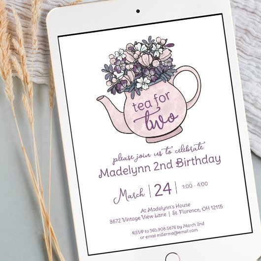 Thee voor twee bloemige 2e verjaardagsfeestje uitn kaart