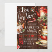 Thee voor twee kerst 2e verjaardag uitnodiging (Voorkant / Achterkant)