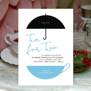 Thee voor twee moderne Baby Blue Tea Party Uitnodi Kaart