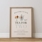 Thee voor twee | Tea Party blauw Baby shower Poster
