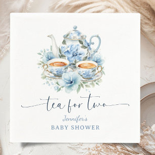 Thee voor Twee Thee Baby Shower Jongen Blauwe Bloe Servet