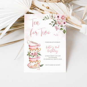 Thee voor twee theekopjes thema verjaardag uitnodi kaart