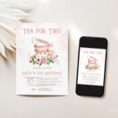 Thee voor twee theekopjes thema verjaardag uitnodi kaart