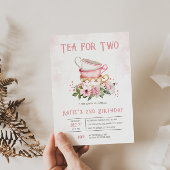 Thee voor twee theekopjes thema verjaardag uitnodi kaart