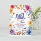 Thee year old Wildflower 3rd birthday Invitation (Debout devant)