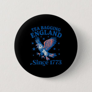 Thee zakjes in Engeland sinds 1773 Patriotische Ad Ronde Button 5,7 Cm