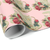 theebeker en Rozen Gift Wrapping Paper Cadeaupapier (Rol Hoek)