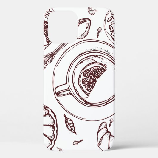 theebeker, gebak, croissant, , hand Case-Mate iPhone case (Achterkant)