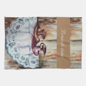 theebekertjes op witte kant theedoek (Horizontaal)