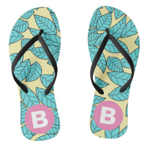 Theebladeren botanisch patroon helder roze monogra teenslippers
