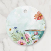 Theebruidspartij met bloemen bedankjes labels (Achterkant)