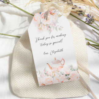 Theebruidspartij met Blozende Roos Cadeaulabel