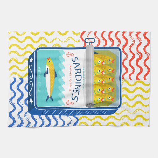 Theedoek Eclectische Sardines Design (Horizontaal)