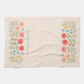 Theedoek met bloemmotief en persoonlijke quote