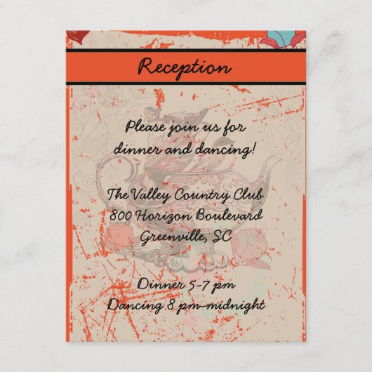 Theefantasie Grunge Ontvangstkaart Informatiekaartje (Voorkant)