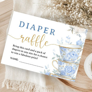 TheeFeestje Baby Shower Jongen Blauwe Thee Luier R Informatiekaartje