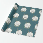 Theegroen bosland herten cadeauverpakkrol cadeaupapier (Uitgerold)