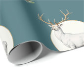Theegroen bosland herten cadeauverpakkrol cadeaupapier (Rol Hoek)